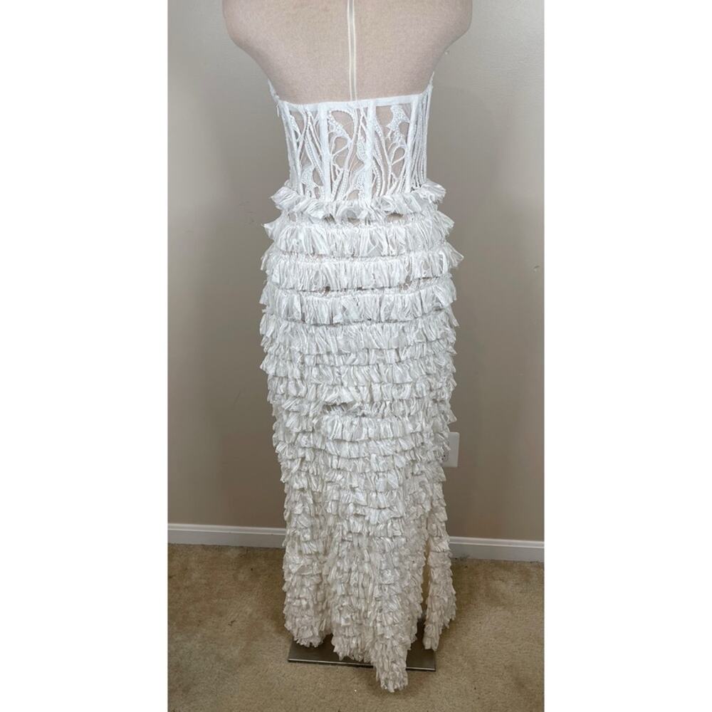 RETROFETE Irini Bustier Lace Tiered Ruffle Sequin Embellished Maxi Dress Sz XL - Picture 7 of 9